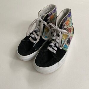 Vans High Top Sneakers Cartoon‎ Print Skate Shoes Black Women 5.0